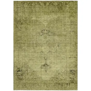 10' X 14' Khaki Brown And Taupe Oriental Washable Indoor Outdoor Area Rug
