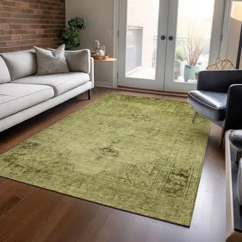 10' X 14' Khaki Brown And Taupe Oriental Washable Indoor Outdoor Area Rug