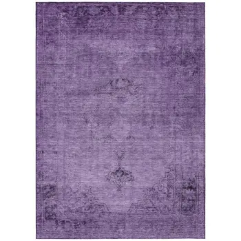 10' X 14' Purple Eggplant And Lavender Oriental Washable Indoor Outdoor Area Rug