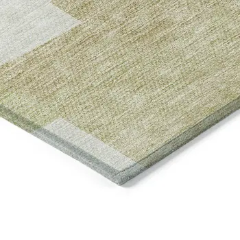 3' X 5' Beige Ivory And Brown Geometric Washable Indoor Outdoor Area Rug