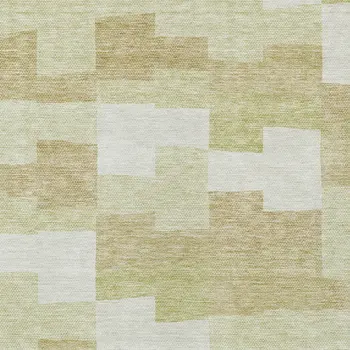 3' X 5' Beige Ivory And Brown Geometric Washable Indoor Outdoor Area Rug