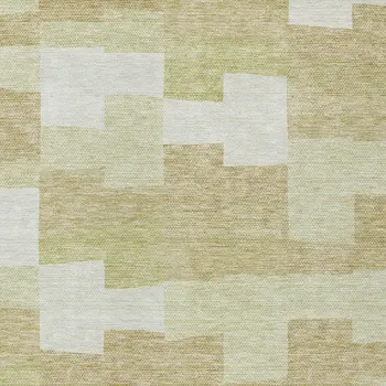9' X 12' Beige Ivory And Brown Geometric Washable Indoor Outdoor Area Rug