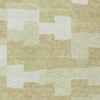 10' X 14' Beige Ivory And Brown Geometric Washable Indoor Outdoor Area Rug