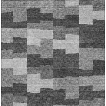 10' X 14' Gray Silver And Charcoal Geometric Washable Indoor Outdoor Area Rug