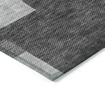 10' X 14' Gray Silver And Charcoal Geometric Washable Indoor Outdoor Area Rug