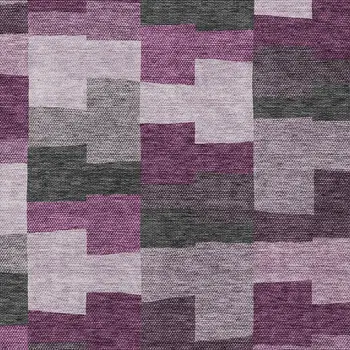 10' X 14' Merlot Mauve And Charcoal Geometric Washable Indoor Outdoor Area Rug