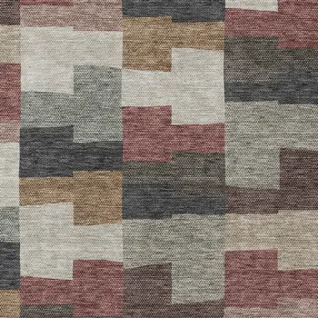 3' X 5' Orange Copper And Charcoal Geometric Washable Indoor Outdoor Area Rug