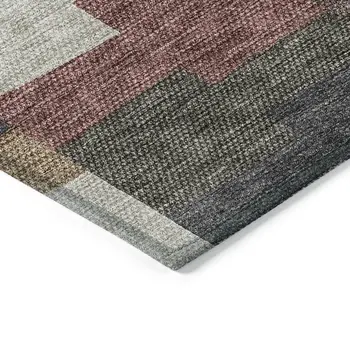 3' X 5' Orange Copper And Charcoal Geometric Washable Indoor Outdoor Area Rug