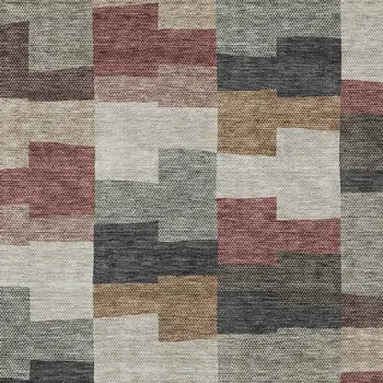 8' X 10' Orange Copper And Charcoal Geometric Washable Indoor Outdoor Area Rug