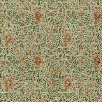 8' X 10' Green Copper And Sage Floral Washable Indoor Outdoor Area Rug