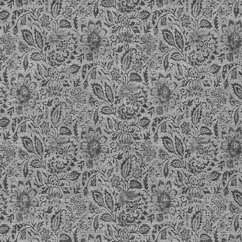10' X 14' Gray Silver And Charcoal Floral Washable Indoor Outdoor Area Rug