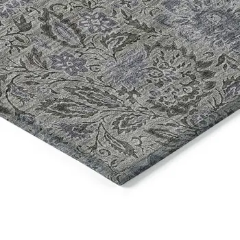 8' X 10' Khaki Taupe And Gray Floral Washable Indoor Outdoor Area Rug