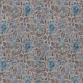 3' X 5' Brown And Blue Floral Washable Indoor Outdoor Area Rug