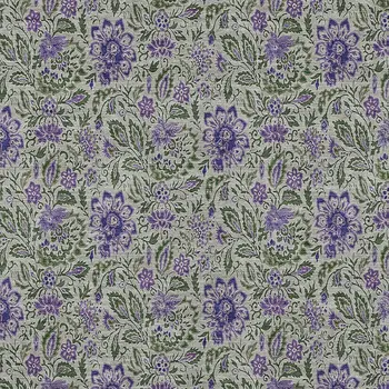 5' X 8' Olive Green Sage And Purple Floral Washable Indoor Outdoor Area Rug