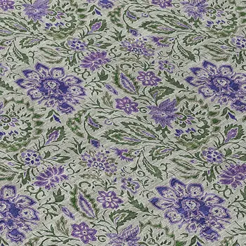 8' Olive Green Sage And Purple Round Floral Washable Indoor Outdoor Area Rug