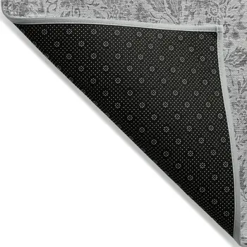 3' X 5' Silver Gray And Charcoal Floral Washable Indoor Outdoor Area Rug