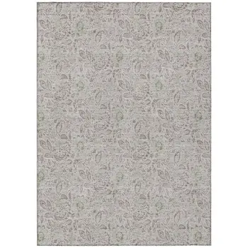 3' X 5' Taupe Beige And Brown Floral Washable Indoor Outdoor Area Rug