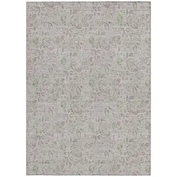 8' X 10' Taupe Beige And Brown Floral Washable Indoor Outdoor Area Rug