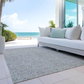 8' X 10' Taupe Beige And Brown Floral Washable Indoor Outdoor Area Rug