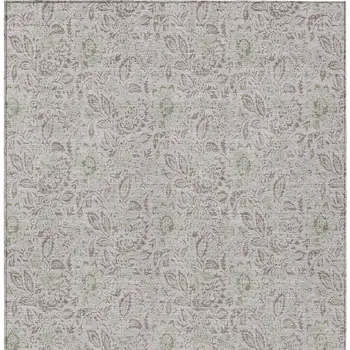 10' X 14' Taupe Beige And Brown Floral Washable Indoor Outdoor Area Rug