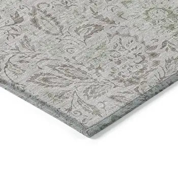 10' X 14' Taupe Beige And Brown Floral Washable Indoor Outdoor Area Rug