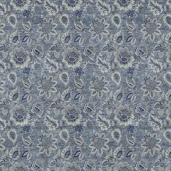 3' X 5' Denim Blue And Navy Blue Floral Washable Indoor Outdoor Area Rug