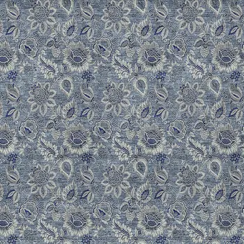 8' X 10' Denim Blue And Navy Blue Floral Washable Indoor Outdoor Area Rug
