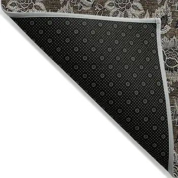 5' X 8' Chocolate And Charcoal Floral Washable Indoor Outdoor Area Rug