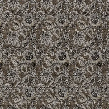 5' X 8' Chocolate And Charcoal Floral Washable Indoor Outdoor Area Rug