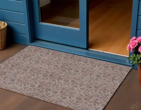 3' X 5' Copper Gray And Silver Floral Washable Indoor Outdoor Area Rug