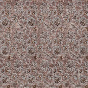 3' X 5' Copper Gray And Silver Floral Washable Indoor Outdoor Area Rug