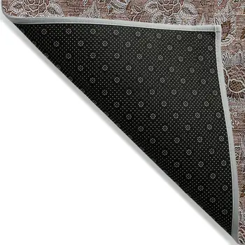 10' X 14' Copper Gray And Silver Floral Washable Indoor Outdoor Area Rug