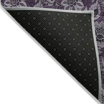 3' X 5' Eggplant Purple And Lilac Floral Washable Indoor Outdoor Area Rug