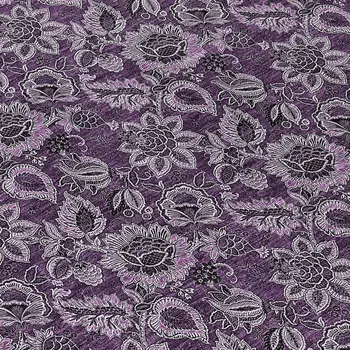 8' Eggplant Purple And Lilac Round Floral Washable Indoor Outdoor Area Rug