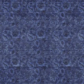 5' X 8' Navy Blue And Charcoal Floral Washable Indoor Outdoor Area Rug