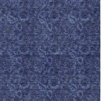 8' X 10' Navy Blue And Charcoal Floral Washable Indoor Outdoor Area Rug