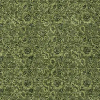 5' X 8' Olive Green And Fern Green Floral Washable Indoor Outdoor Area Rug