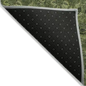 8' X 10' Olive Green And Fern Green Floral Washable Indoor Outdoor Area Rug