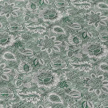 8' Sage Green And Silver Round Floral Washable Indoor Outdoor Area Rug