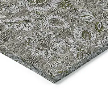 8' X 10' Taupe Brown And Beige Floral Washable Indoor Outdoor Area Rug