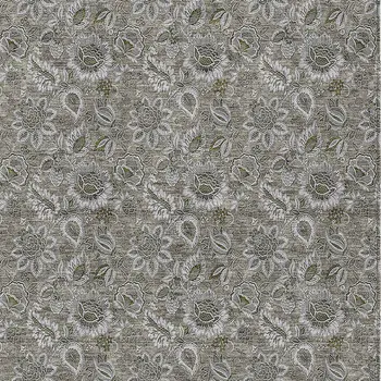 8' X 10' Taupe Brown And Beige Floral Washable Indoor Outdoor Area Rug