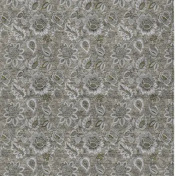 10' X 14' Taupe Brown And Beige Floral Washable Indoor Outdoor Area Rug