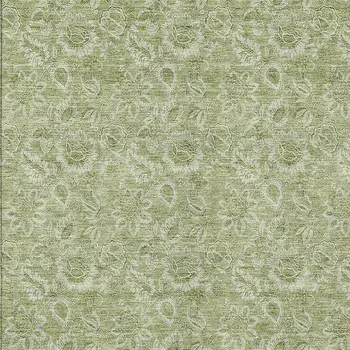 8' X 10' Green Floral Washable Indoor Outdoor Area Rug
