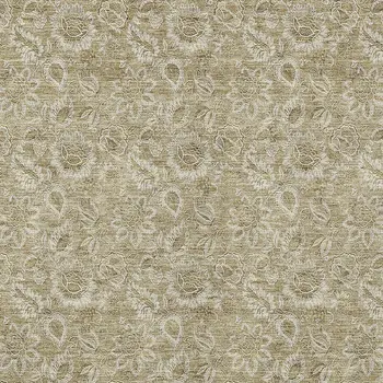 10' X 14' Beige Taupe And Brown Floral Washable Indoor Outdoor Area Rug