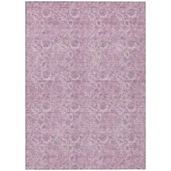 3' X 5' Blush Mauve And Pink Floral Washable Indoor Outdoor Area Rug