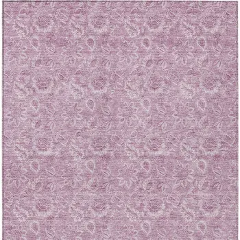 5' X 8' Blush Mauve And Pink Floral Washable Indoor Outdoor Area Rug