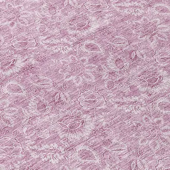 8' Blush Mauve And Pink Round Floral Washable Indoor Outdoor Area Rug