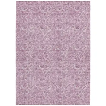 9' X 12' Blush Mauve And Pink Floral Washable Indoor Outdoor Area Rug