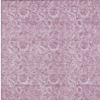 10' X 14' Blush Mauve And Pink Floral Washable Indoor Outdoor Area Rug