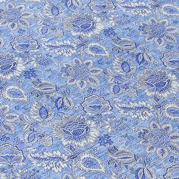8' Navy Blue And Denim Blue Round Floral Washable Indoor Outdoor Area Rug